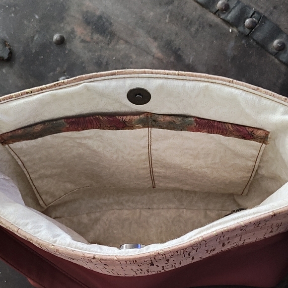 Floral Cork and Leather Women's Bag - Picture 5 of 6